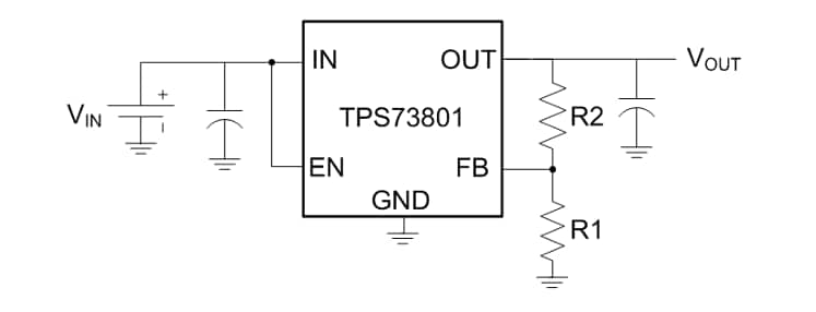 Schematic - Texas Instruments TPS73801 Low-Dropout Regulators